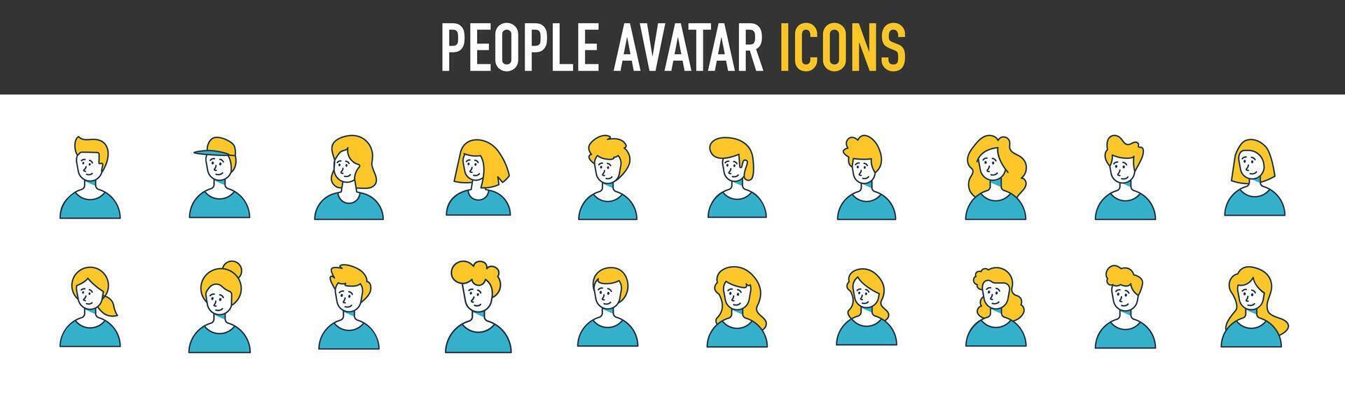 pessoas avatar ícones. vetor ilustração personagens para do utilizador perfil, local na rede Internet e aplicativo Projeto e desenvolvimento ícone. do utilizador avatares homens e mulheres retratos