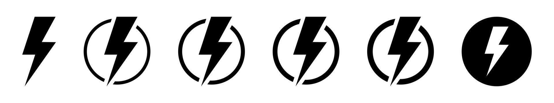 raio, elétrico poder vetor logotipo Projeto elemento. energia e trovão eletricidade símbolo conceito. relâmpago parafuso placa dentro a círculo. poder velozes Rapidez logotipo.