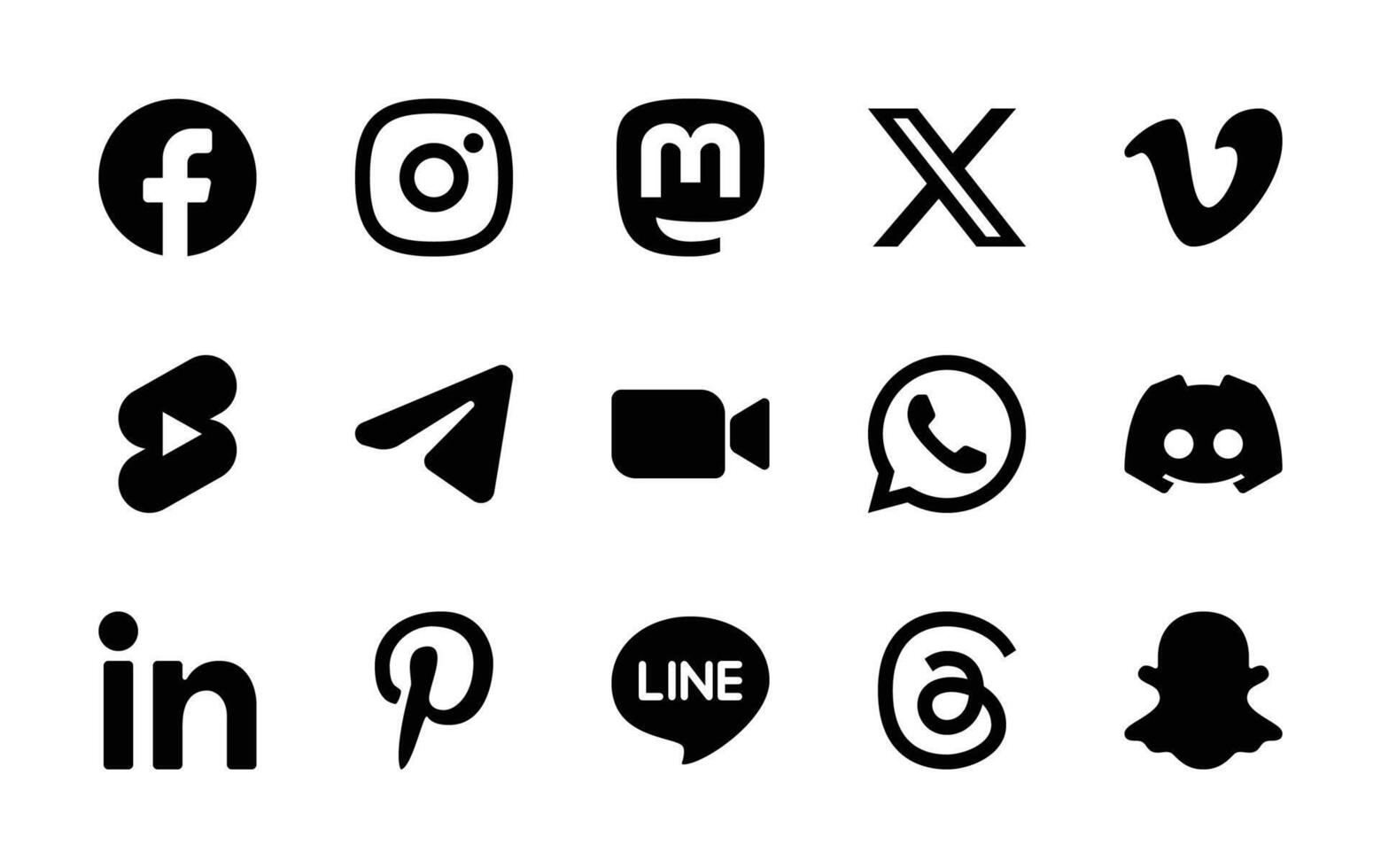 social meios de comunicação logotipos ícone conjunto vetor