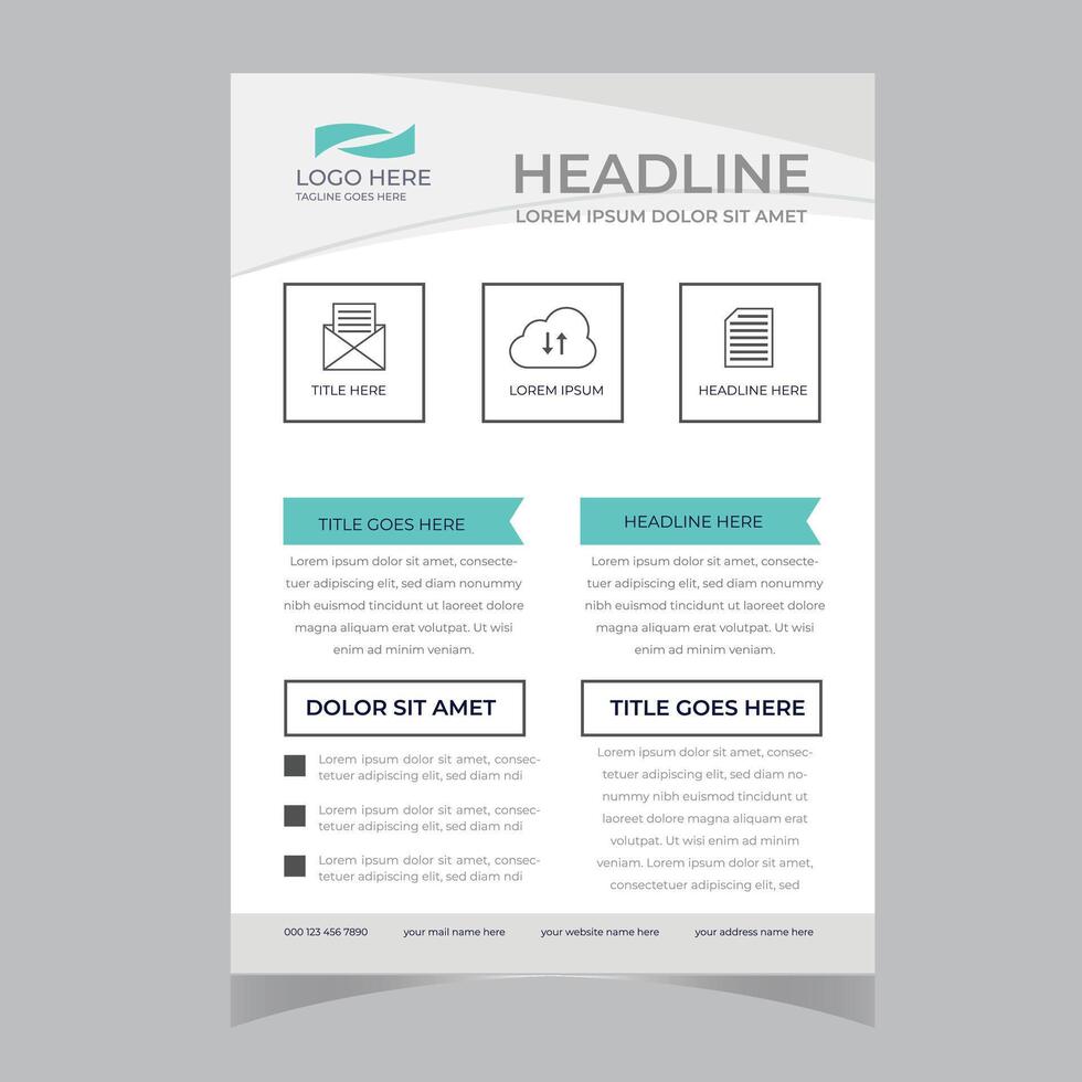 capa de negócios corporativos e modelo de design de folheto a4 na última página para impressão vetor