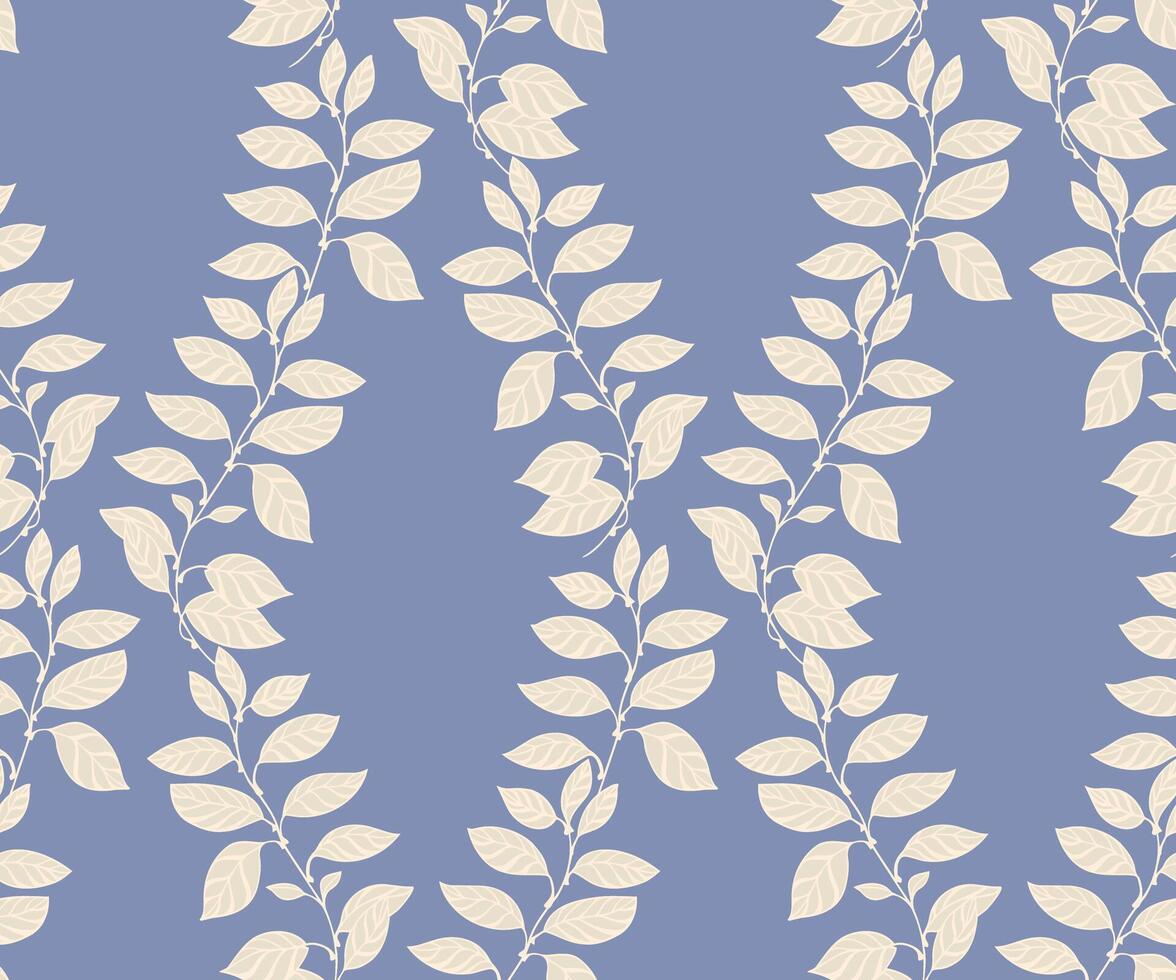 pastel azul desatado padronizar com simples criativo folhas galhos. estilizado elegante fundo com floral folha tapeçaria. vetor mão retirou. Projeto para impressão, têxtil, moda, tecido