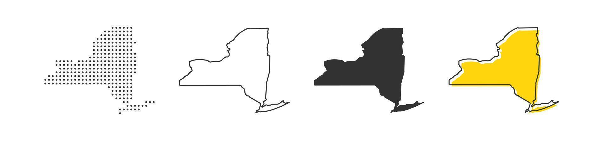 Novo Iorque Estado mapa do EUA país. geografia fronteira do americano cidade. vetor ilustração.