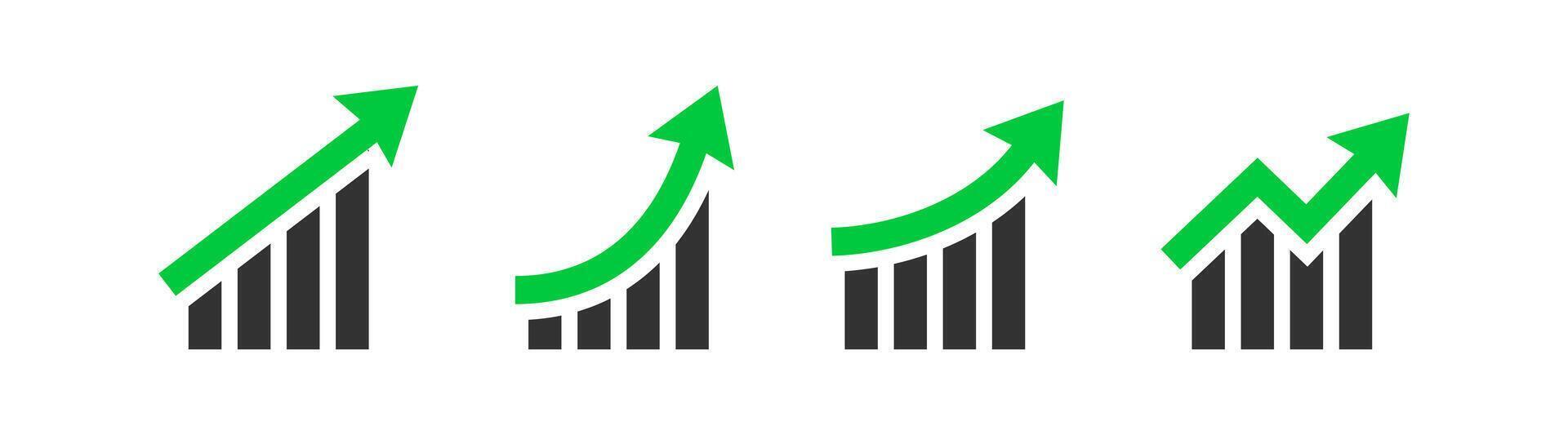 gráfico crescimento ícone. seta acima símbolo. progresso diagrama. finança crescer. gráfico aumentar. vetor ilustração.