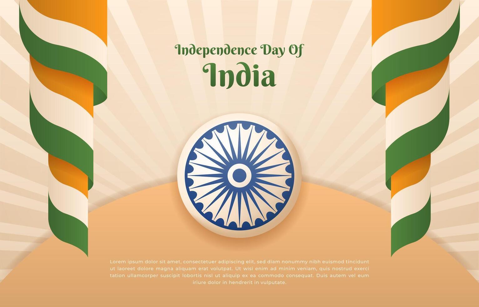 Índia independência dia fundo com tricolor ondulado bandeira vetor