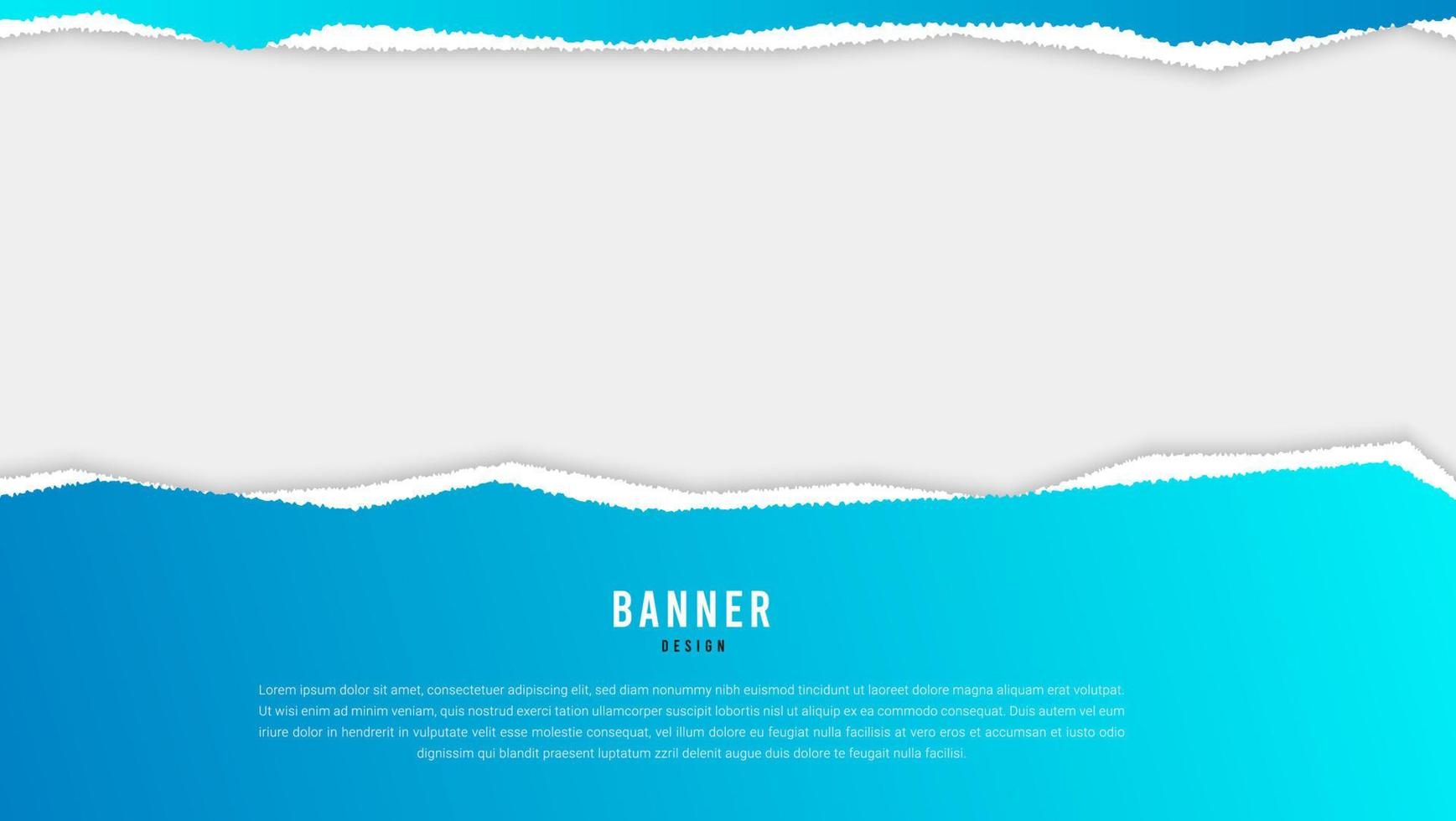 modelo de banner com moldura abstrata gradiente azul rasgado papel rasgado vetor