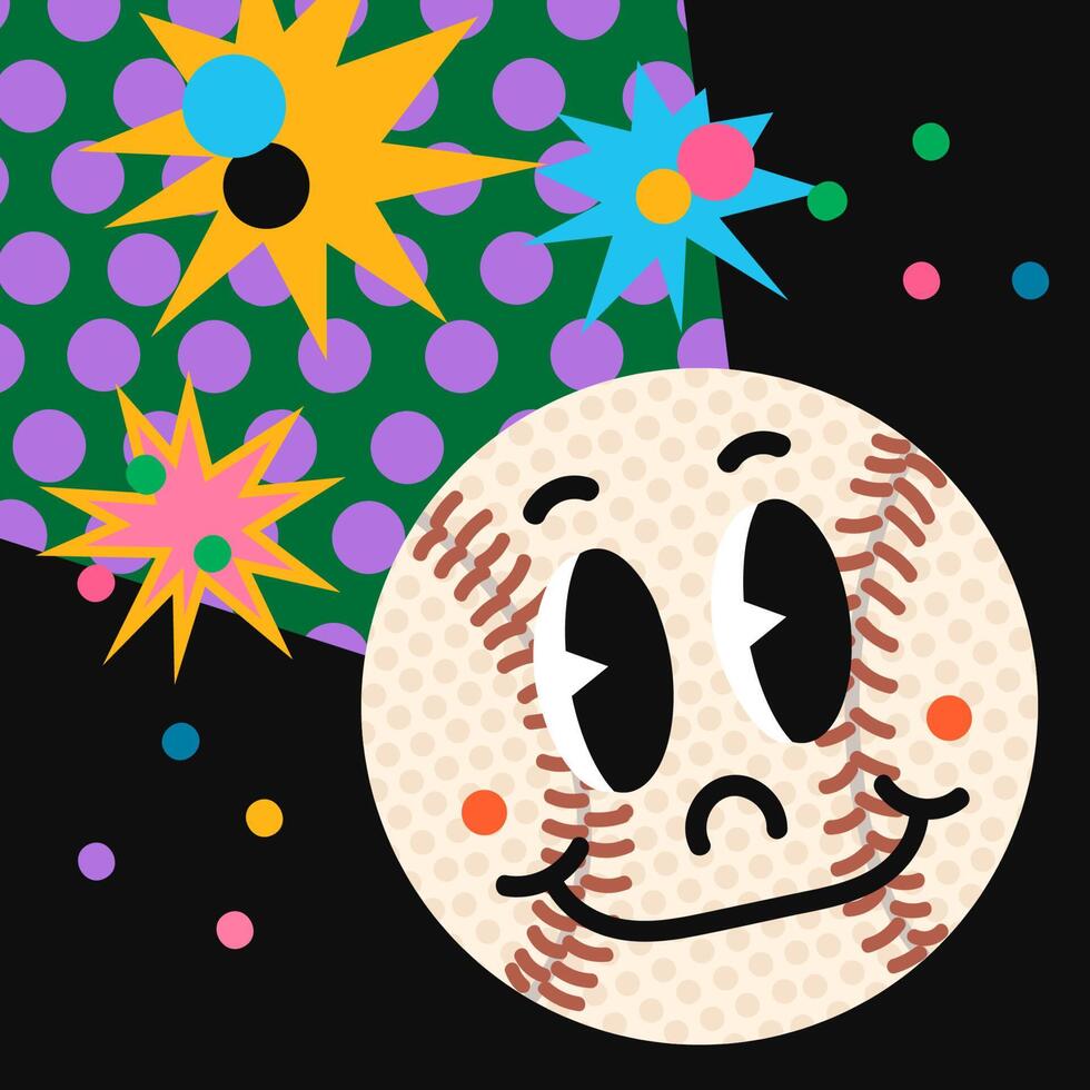 colorida ilustração do desenho animado personagem beisebol bola vetor