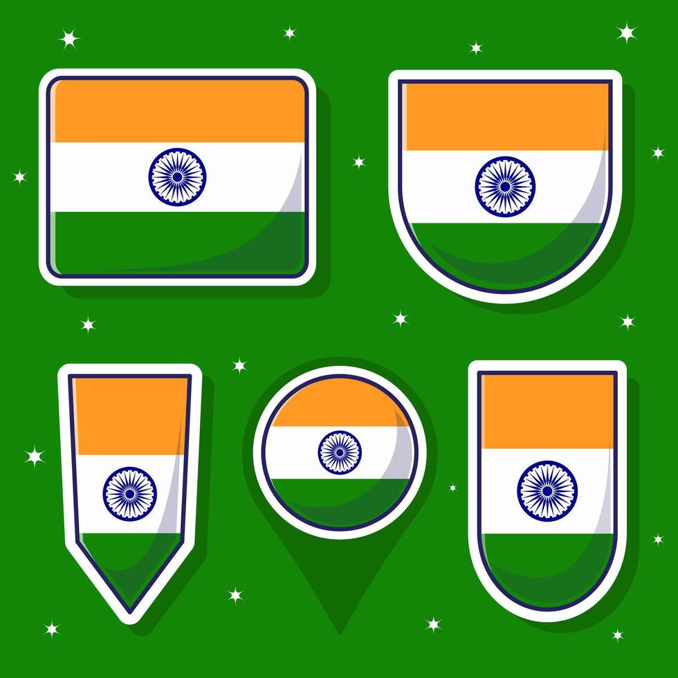 Índia nacional bandeira desenho animado vetor ilustração agrupar pacotes