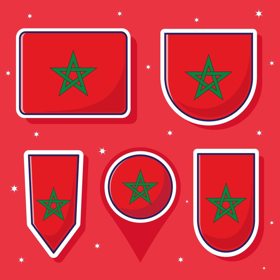 Marrocos nacional bandeira desenho animado vetor ilustração ícone mascote agrupar pacotes