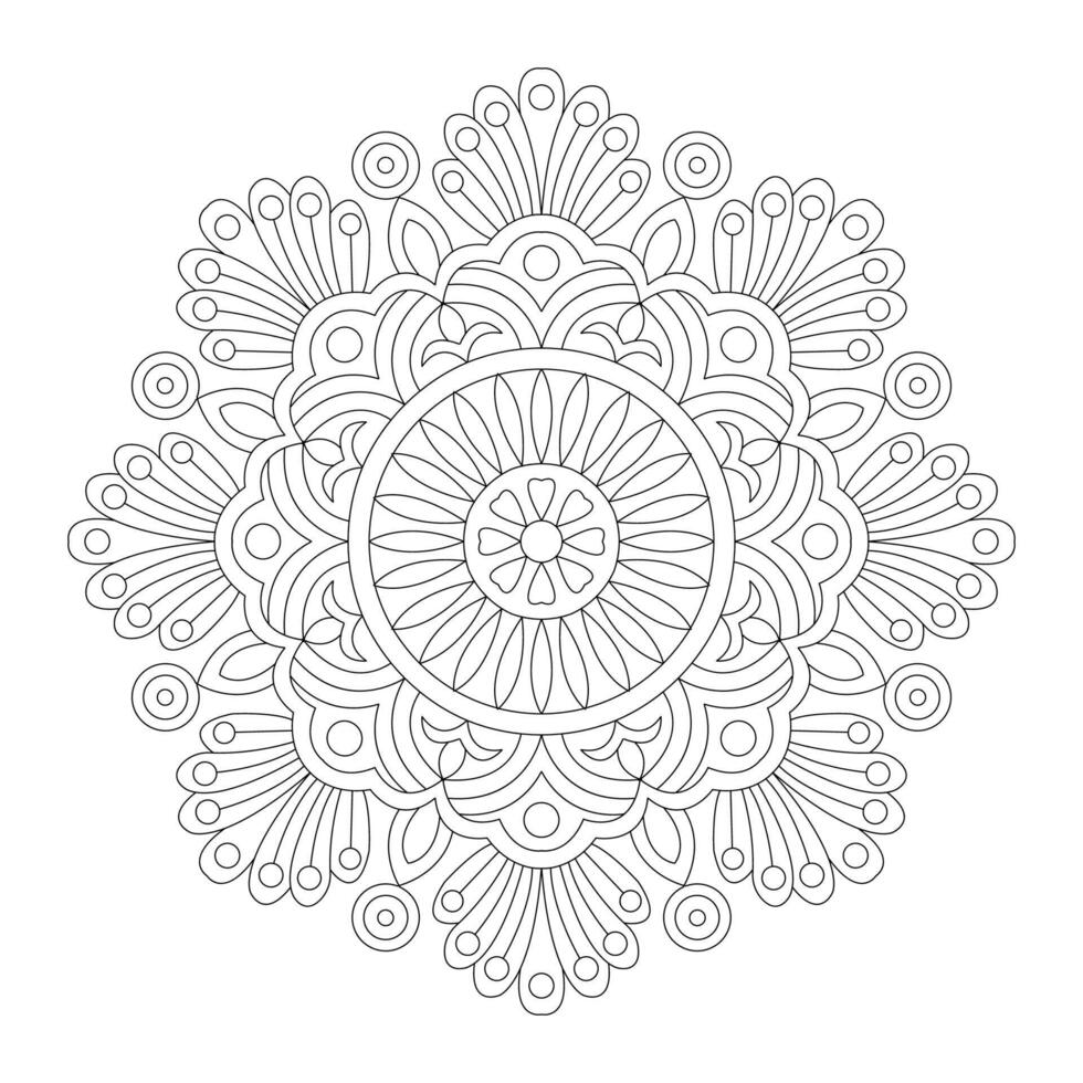 atraente flor mandala Projeto para coloração livro página, vetor