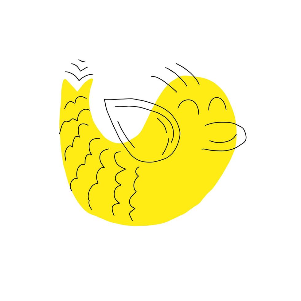 pato amarelo bonito, ilustração vetorial. brinquedo de borracha para crianças. pássaro, rabiscos, desenhados à mão. ilustração vetorial. vetor