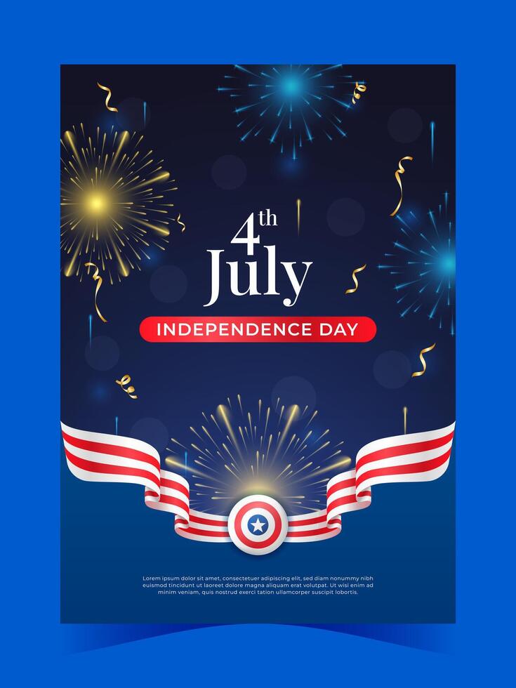 4º do Julho EUA independência dia poster com americano bandeira vetor