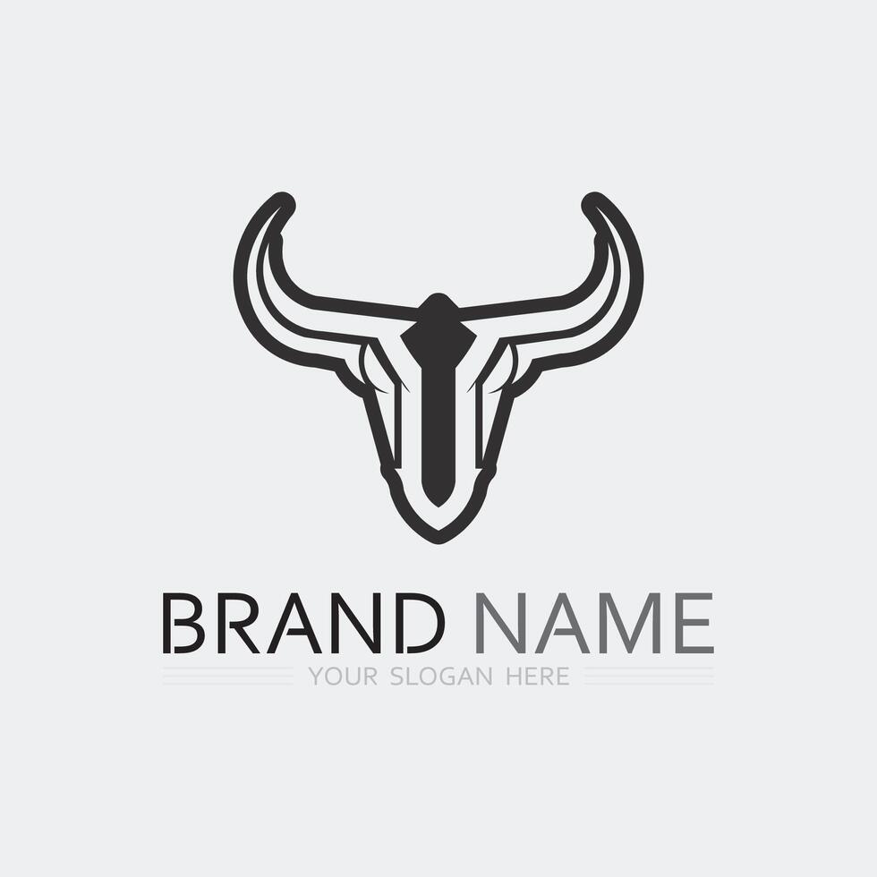 touro chifre vaca e búfalo logotipo e símbolo modelo ícones aplicativo vetor