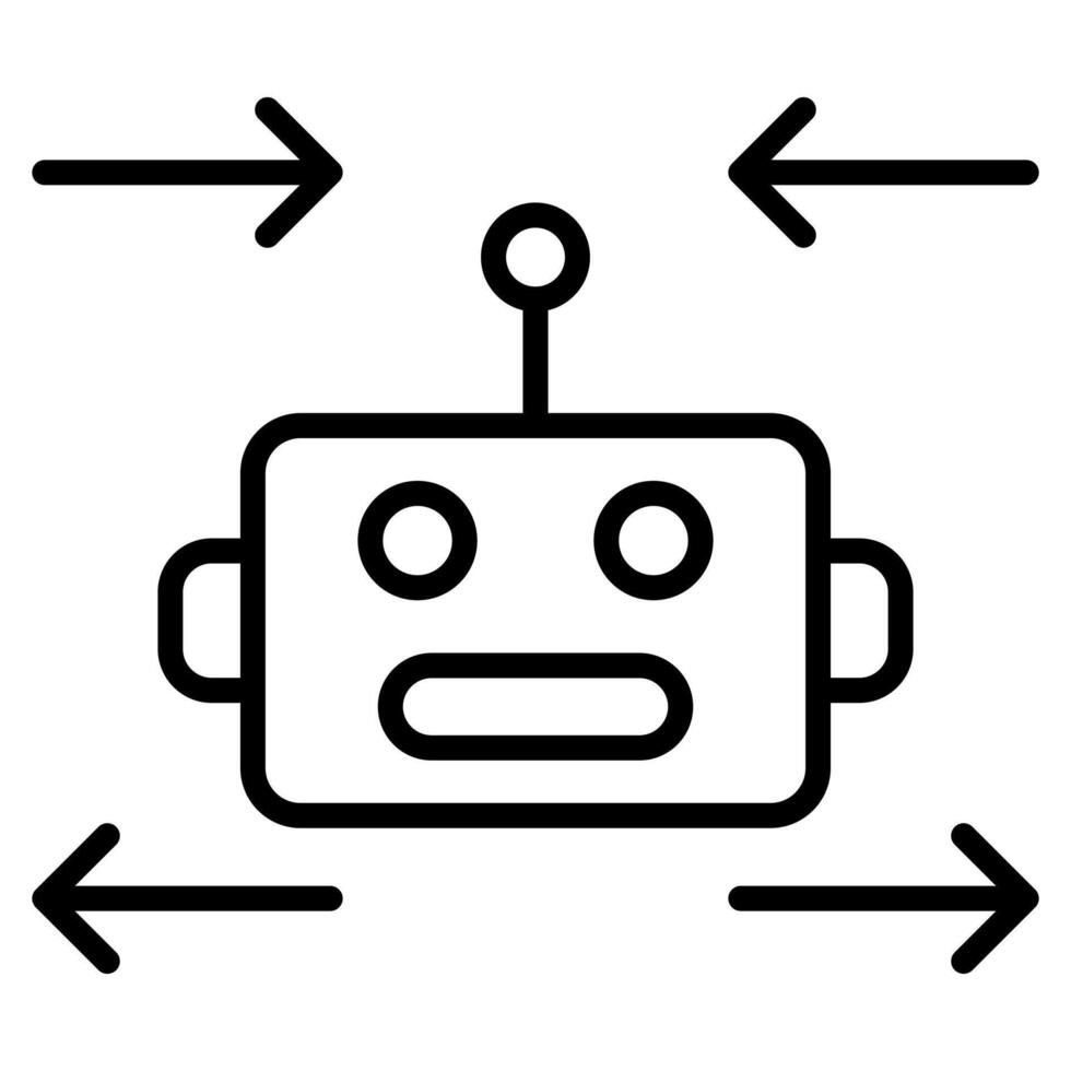 resposta robô ícone linha vetor ilustração