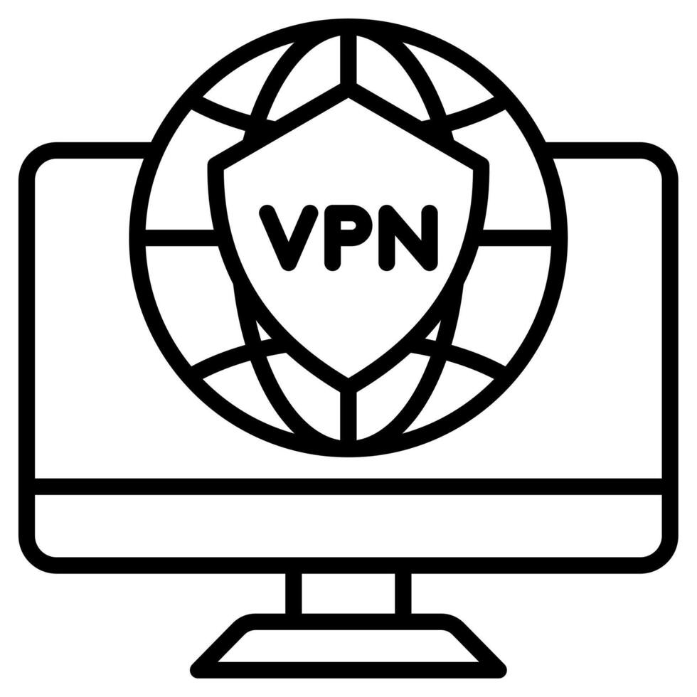 vpn ícone linha vetor ilustração