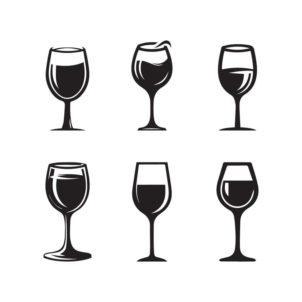 vinho vidro logotipo vetor conjunto modelo, vinho vidro logotipo vetor conjunto do elementos, vinho vidro vetor ilustração