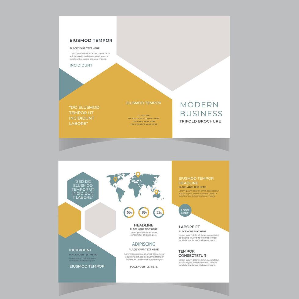 o negócio triplo folheto modelo Projeto com minimalista disposição e moderno conceito usar para o negócio Catálogo e perfil vetor