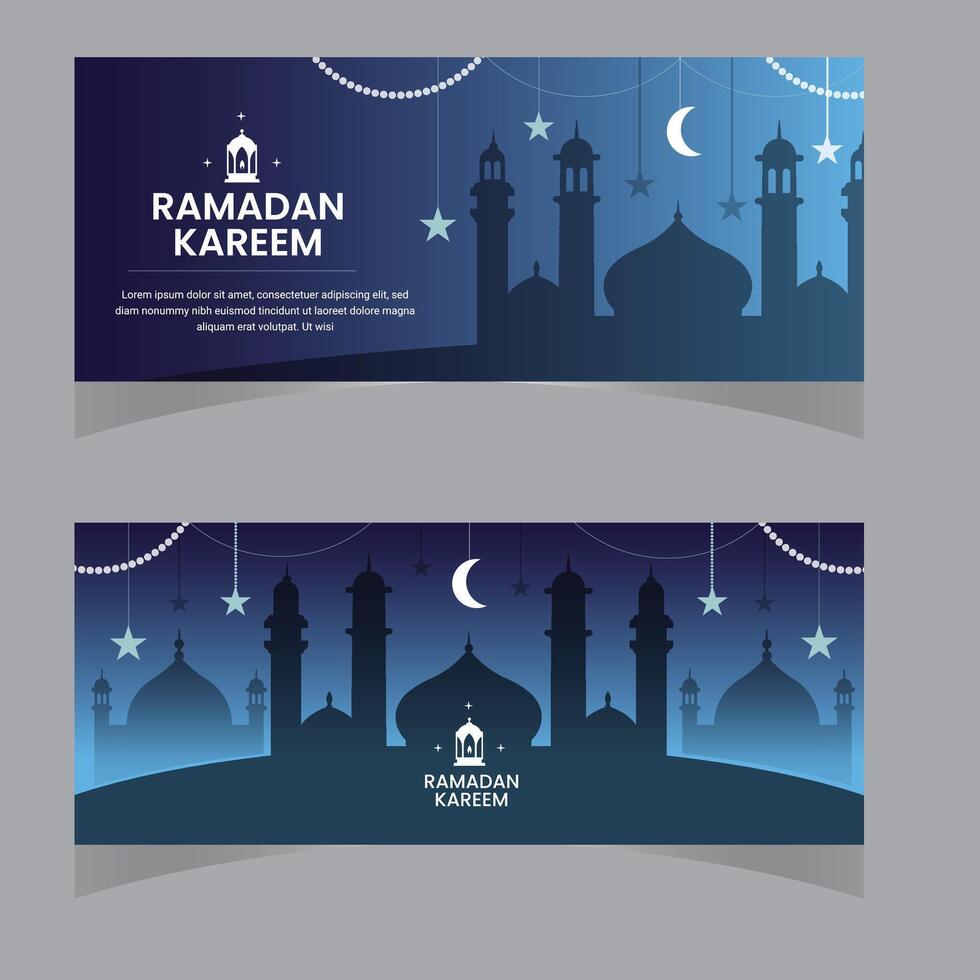 elegante Ramadã social meios de comunicação postar Projeto com quadros e lanternas vetor