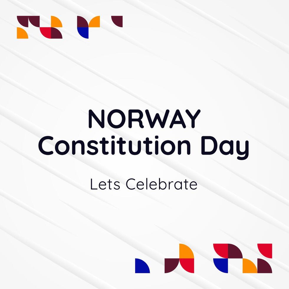 feliz nacional constituição dia do Noruega dentro moderno geométrico estilo. quadrado bandeira para social meios de comunicação e Mais com tipografia. ilustração do feliz norueguês constituição dia vetor