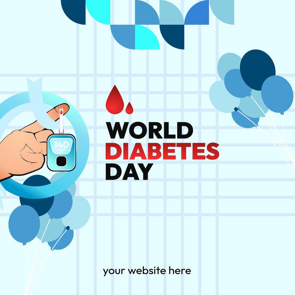 mundo diabetes dia bandeira para consciência e preocupação. geométrico bandeira para internacional diabetes dia. vetor