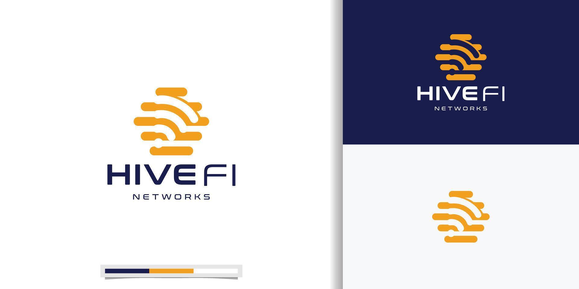 colmeia logotipo combinar Wi-fi ícone Projeto conceito dentro vertical forma Projeto. vetor