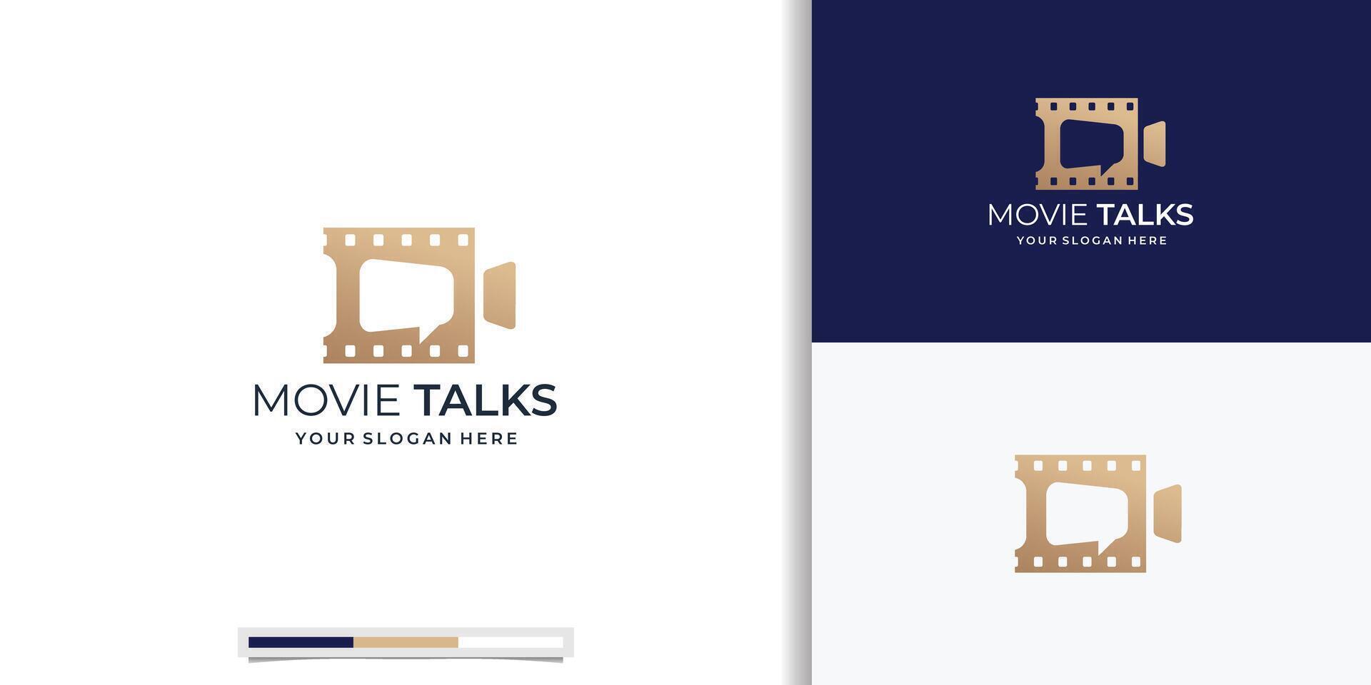 filme conversa logotipo, cinema fórum ícone, vídeo Produção combinar com bolha discurso logotipo conceito vetor