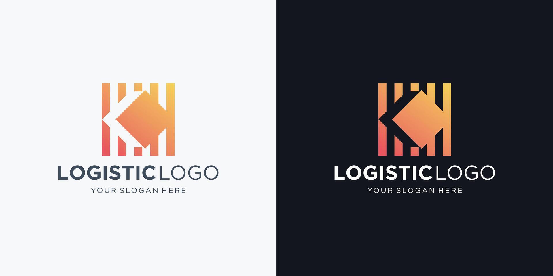 simples do logística logotipo com quadrado conceito e seta dentro negativo espaço forma Projeto. vetor