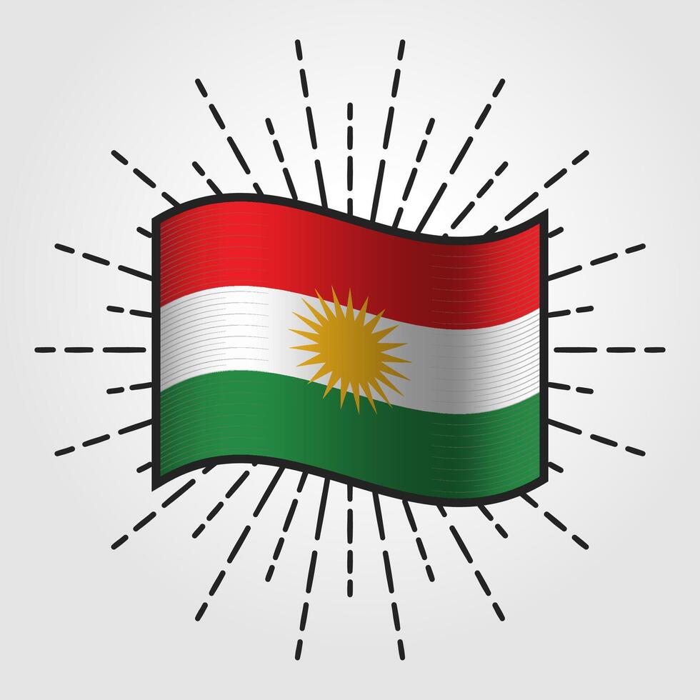 vintage iraquiano curdistão nacional bandeira ilustração vetor
