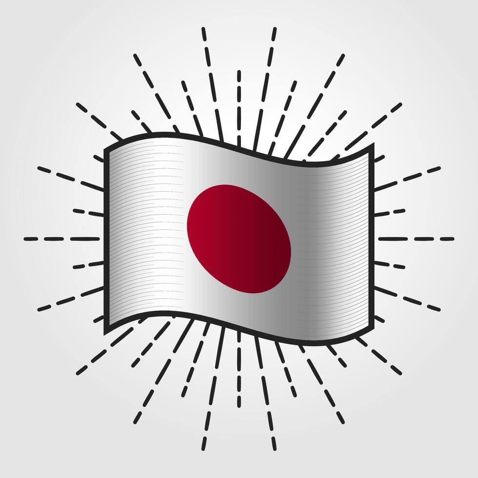 vintage Japão nacional bandeira ilustração vetor