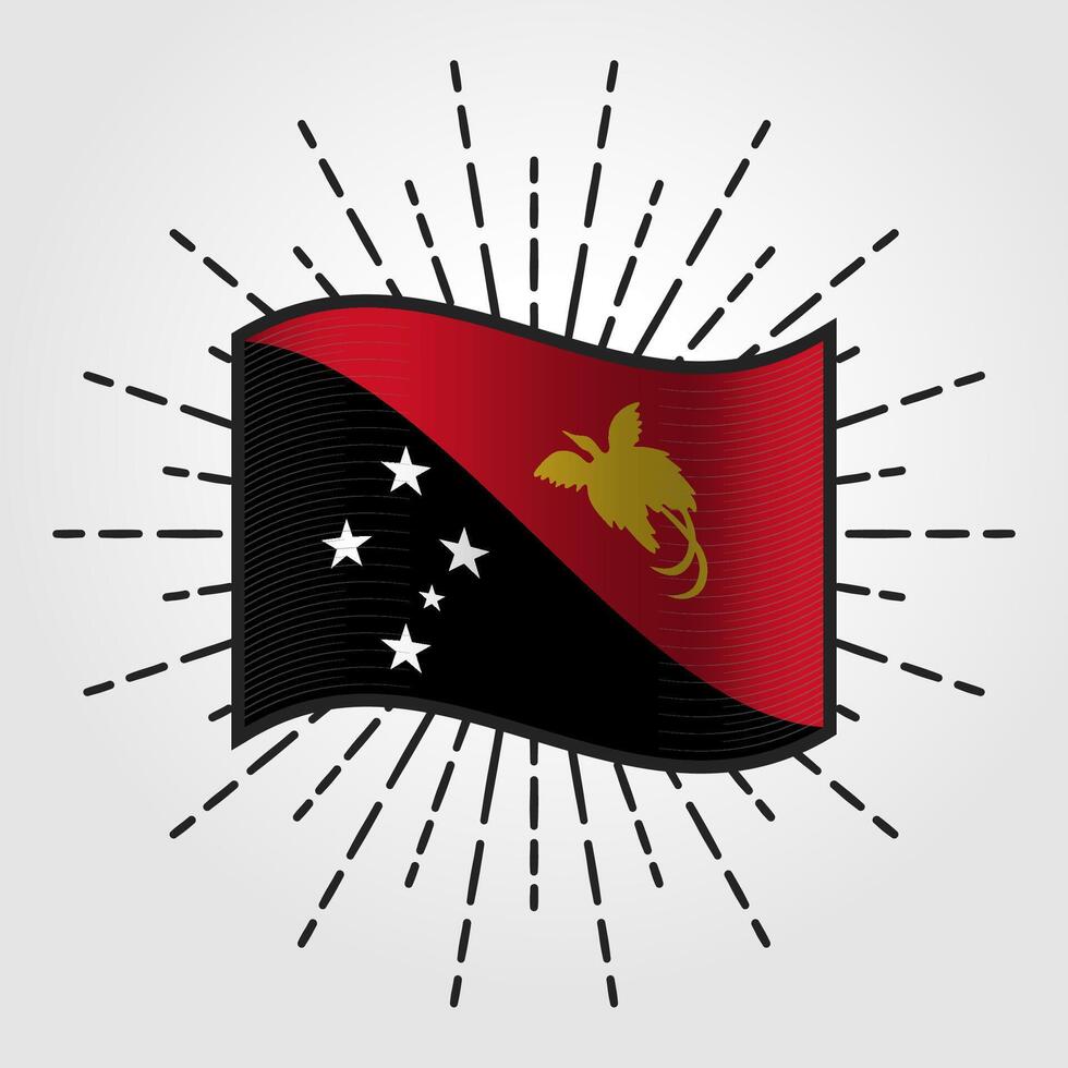 vintage papua Novo Guiné nacional bandeira ilustração vetor