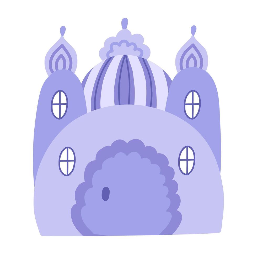 fofa estampado fada conto castelo com torres do reis e rainhas. Magia medieval castelo para crianças berçário, crianças cartazes, quarto Projeto. vetor mão desenhado rabisco do real reino