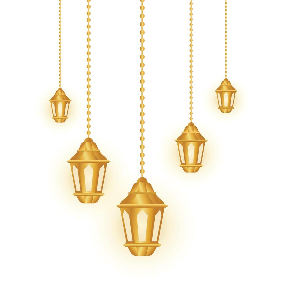 islâmico ouro lanterna decoração vetor