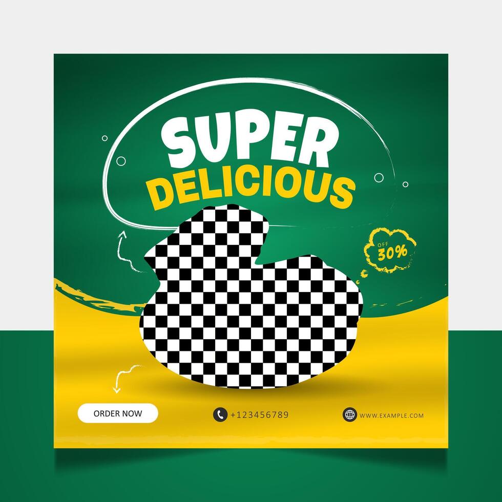 super delicioso Comida cardápio social meios de comunicação postar bandeira modelo vetor