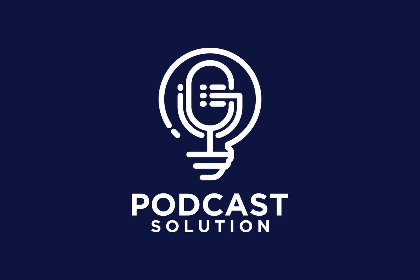 podcast solução logotipo Projeto criativo único conceito vetor