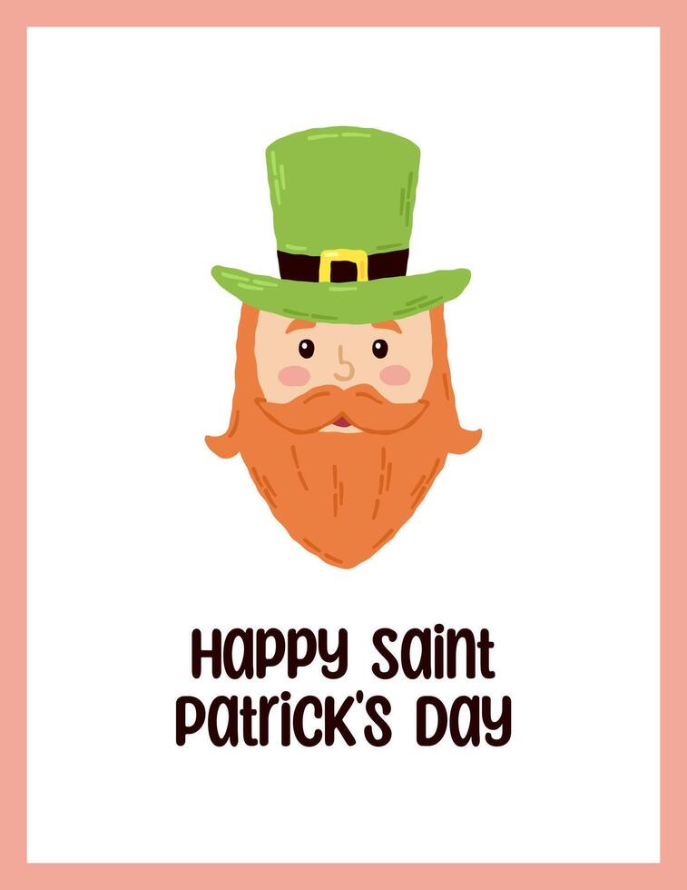 festivo cartão postal para st. patrick's dia com rotulação. mão desenhado plano desenho animado elementos. vetor ilustração