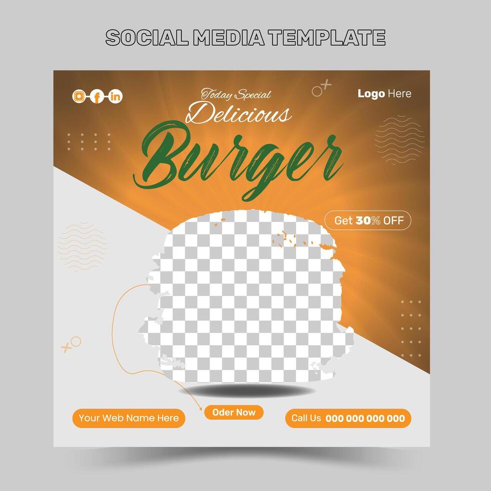 social meios de comunicação Projeto para hamburguer restaurante. editável social meios de comunicação modelo para promoção dentro Comida cardápio vetor