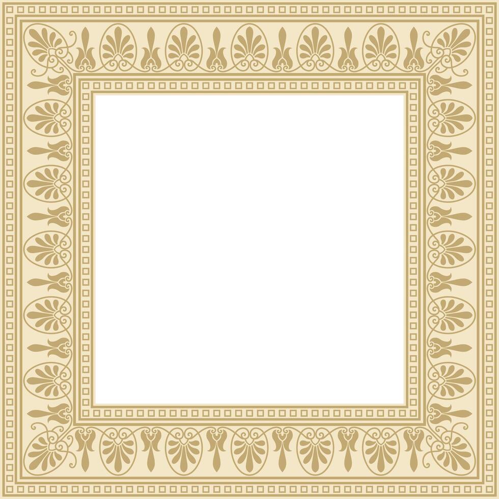 vetor dourado quadrado clássico grego ornamento. europeu ornamento. fronteira, quadro, Armação antigo Grécia, romano Império