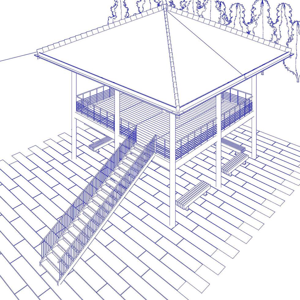 3d ilustração do residencial projeto vetor