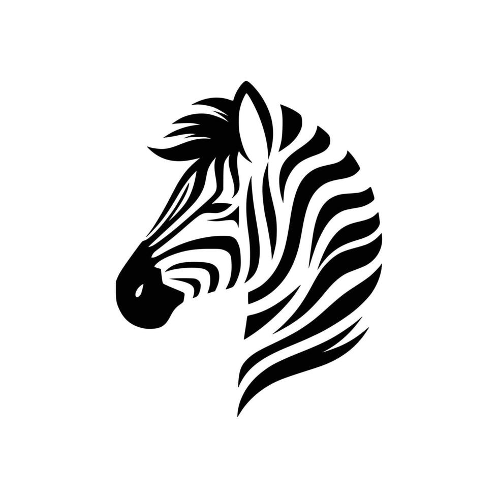 silhueta do uma zebra cabeça em uma branco fundo vetor
