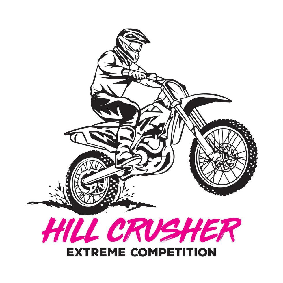 ilustração vetorial de subida de enduro de motocross, perfeita para design de camiseta e design de logotipo de evento de campeonato vetor