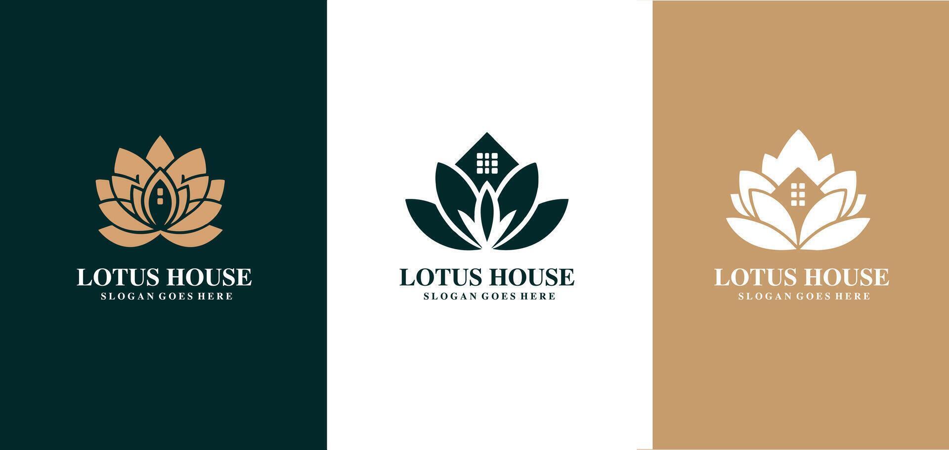 lótus casa logotipo Projeto com criativo conceito livre vetor