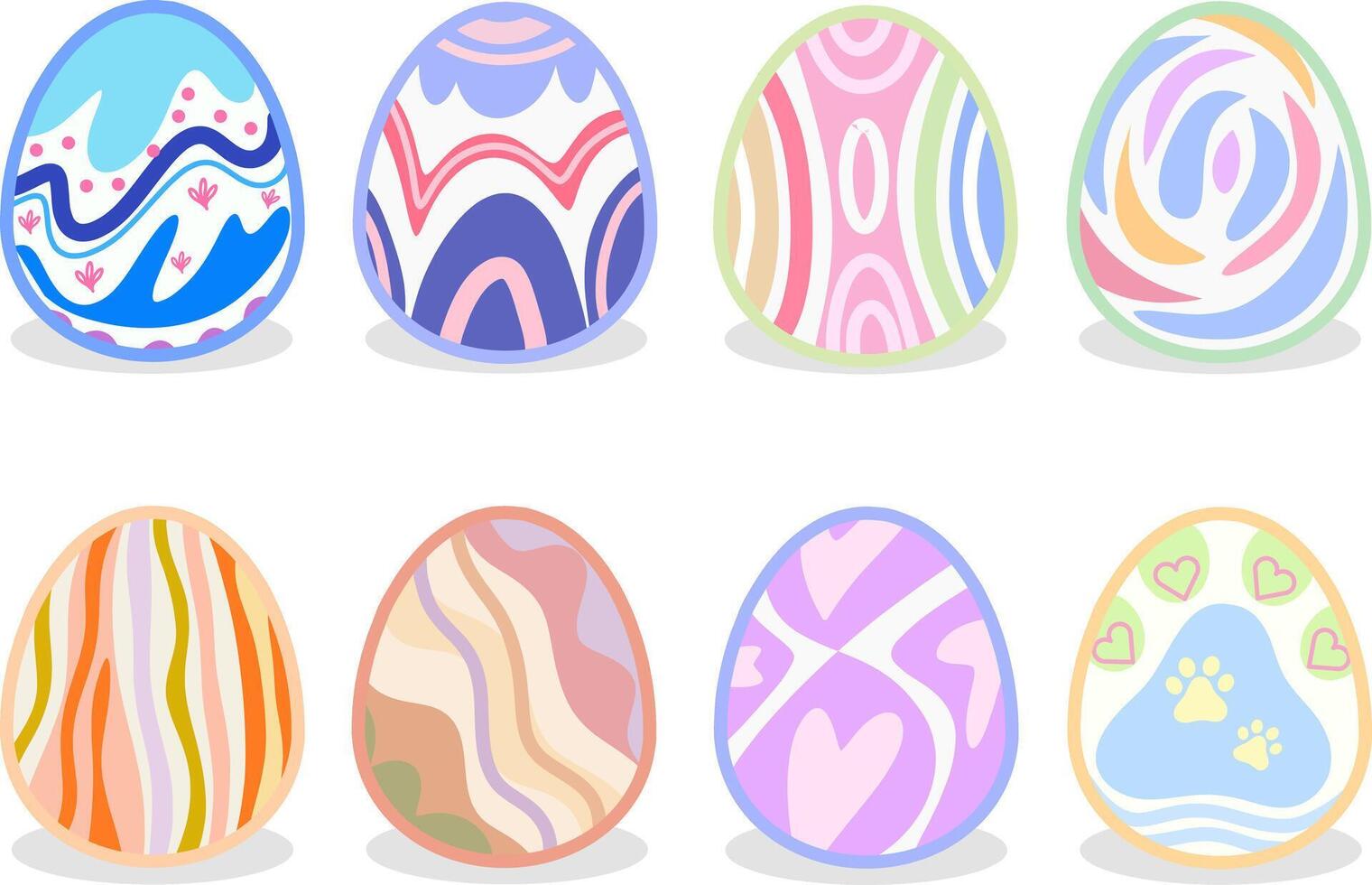 conjunto do Páscoa ovos mão desenhado com amor tema , animal tema , estético cor, abstrato cor vetor grampo arte