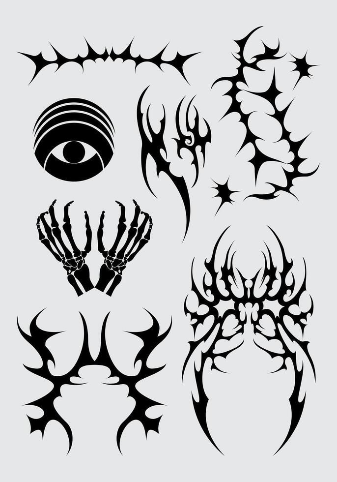 anti Projeto tribal incondicional brutalismo elemento forma de ativos ácido poster, tatuagem, ilustração vetor futurista ícone, símbolo editável