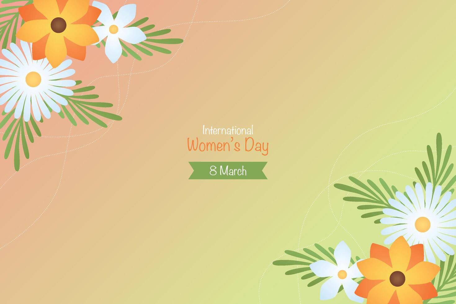 mulheres dia cartão com inscrição e flores em uma gradiente fundo vetor