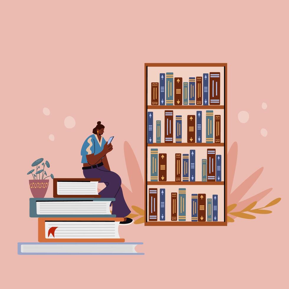 vetor ilustrações estão a conceito do a conectados biblioteca, a conectados livraria, e leitura.