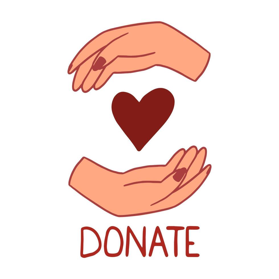 a conceito do caridade é coração dentro mão. angariação de fundos. doar ajuda. vetor