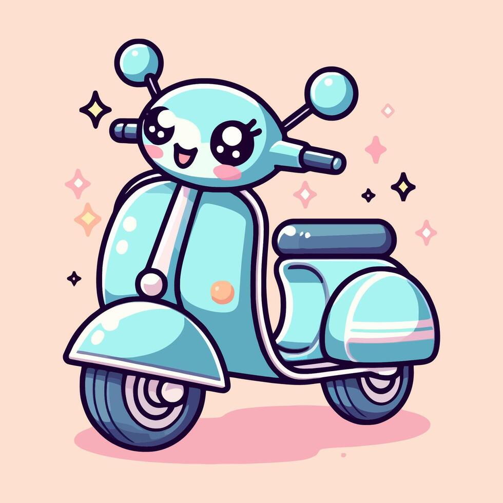 fofa lambreta bicicleta vetor ilustração, uma desenho animado personagem em uma lambreta.