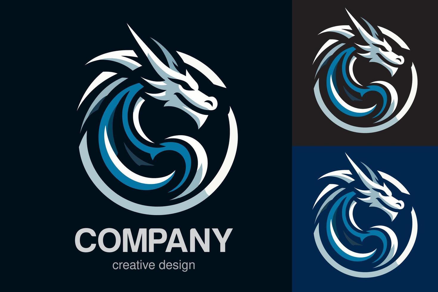 plano logotipo do vetor Dragão Projeto