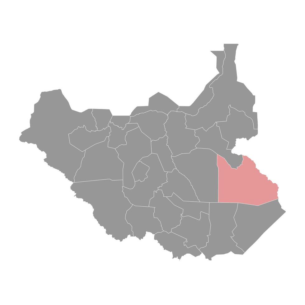 boma Estado mapa, administrativo divisão do sul Sudão. vetor ilustração.