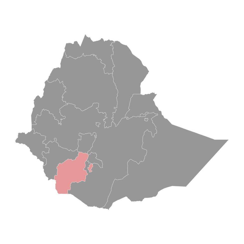 sul Etiópia regional Estado mapa, administrativo divisão do Etiópia. vetor ilustração.