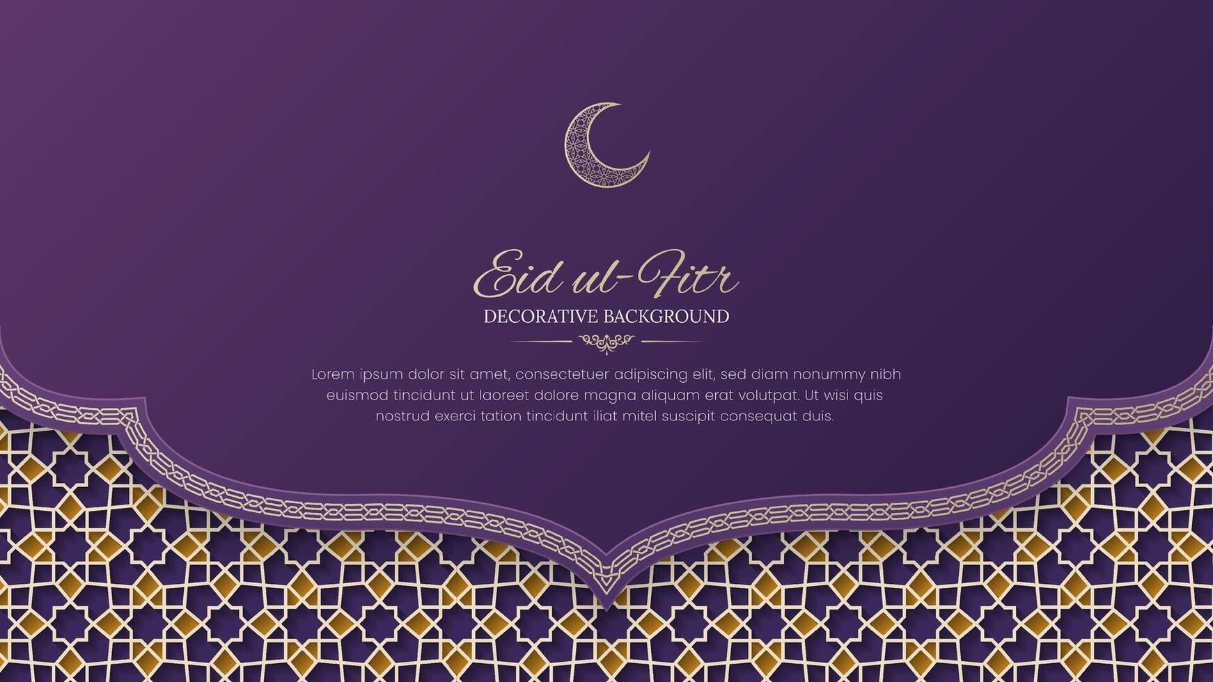 eid Mubarak luxo ornamental cumprimento cartão fundo com árabe padronizar e decorativo arco fronteira vetor